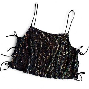 Topshop Sequined Strappy Tie Top